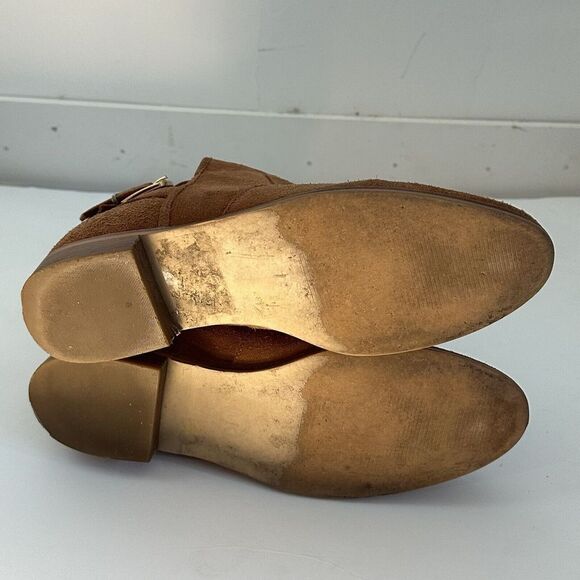 MICHAEL KORS Luggage Brown Suede Leather SALEM Ankle Bootie Boots 8.5 - Picture 7 of 10